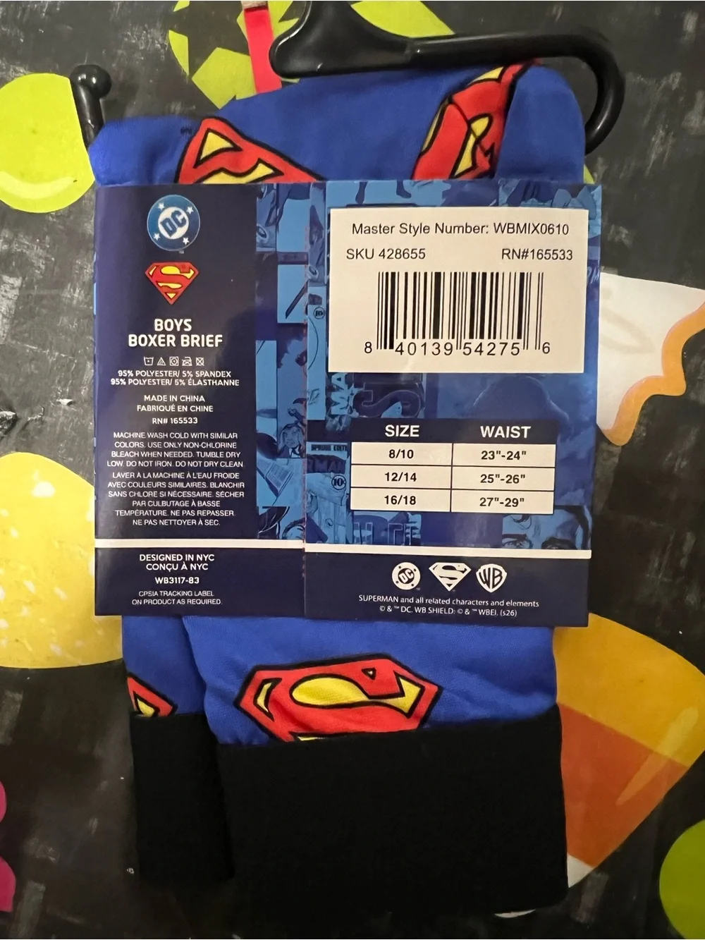 DC Boys' Superman 1 Boxer Briefs - Blue, Red, Yellow